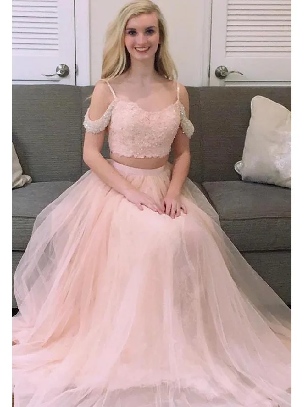 Daily Specials Two Piece Prom Dresses Spaghetti Straps A Line Long Sparkly Prom Dress JKL835