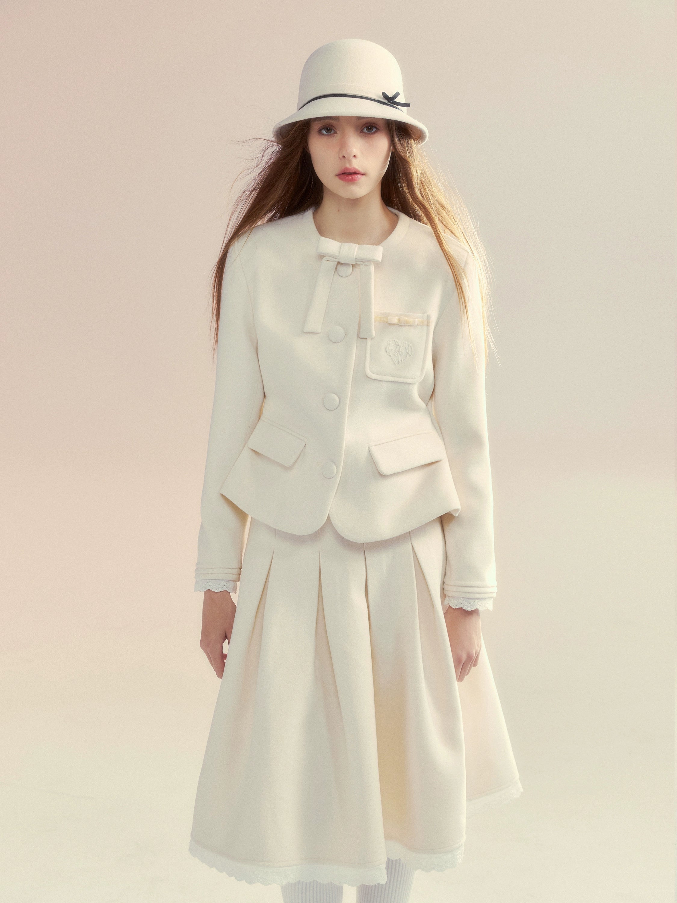 Low Prices graphic coatButterfly Embroidered Jacket & Skirt Set
