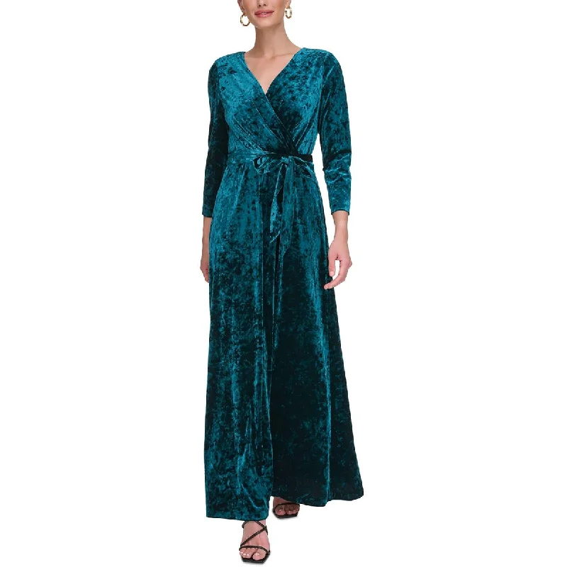 elegant shift dressDKNY Womens Crushed Velvet Long Evening Dress