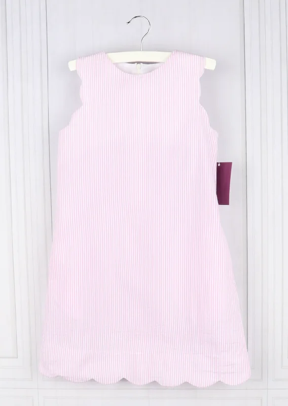Major Savings silk dressPink Scallop Shift Dress