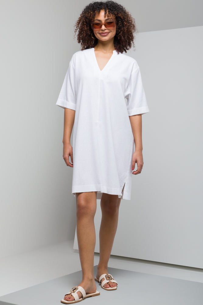 Members Only flowy evening dressCollar Linen Dress White