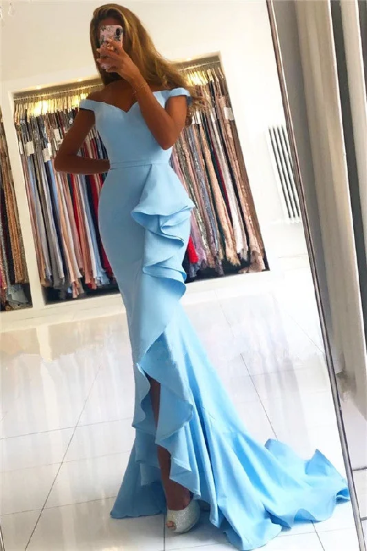 Deal Alert Mermaid Off-the-shoulder Evening Dresses Side Slit Party Dresses