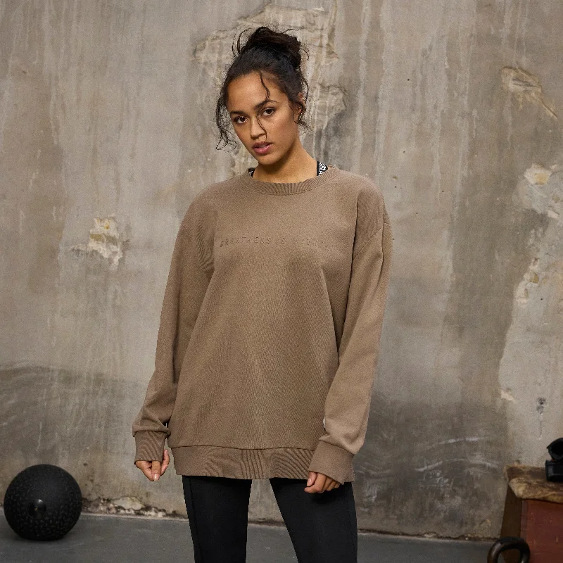 Major Savings stylish sports hoodieEVERLAST Womens Oversized Greatness Is Within Crew Sweat