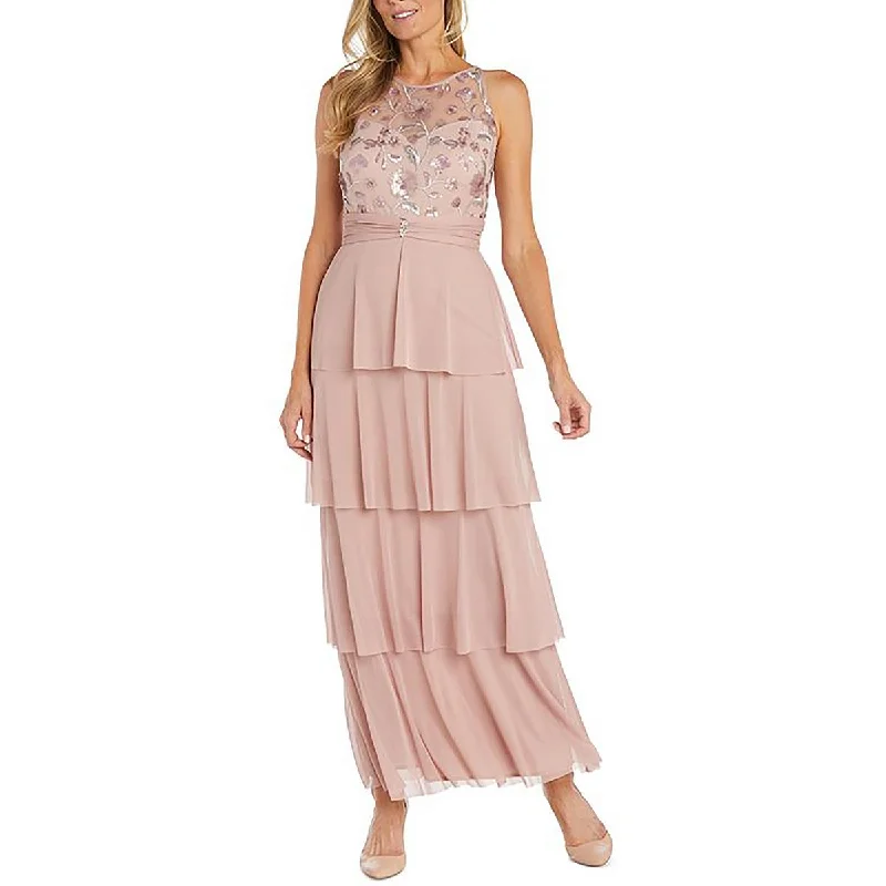 off-shoulder dressR&M Richards Womens Embellished Tiered Evening Dress