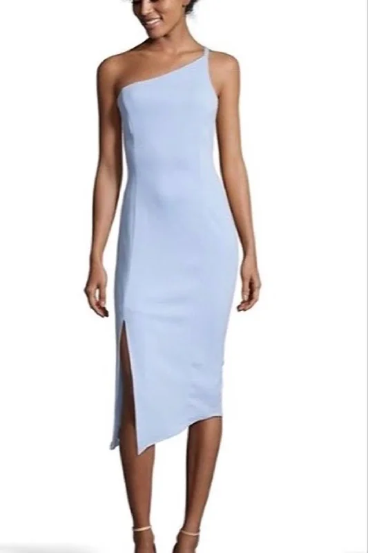 classic fit-and-flare dressOne Shoulder Asymmetrical Dress In Tiffany Blue