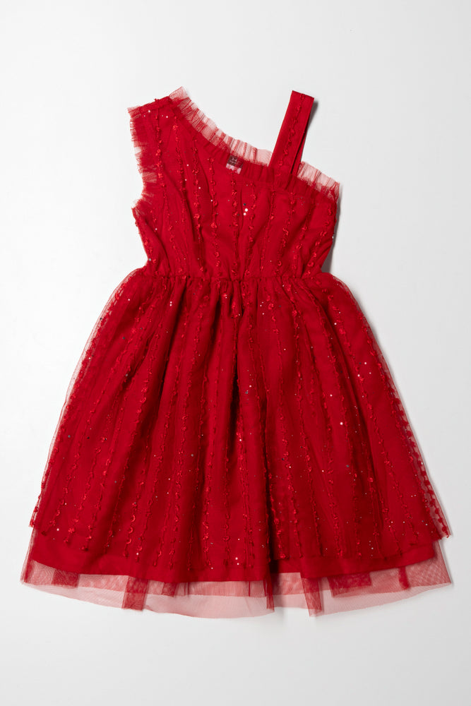 Shop and Save sophisticated dressOne Shoulder Embroidered Dress Red And Gold