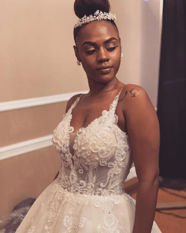 Stock Up and Save Ball Gown Spaghetti Straps Appliques Beaded Lace Wedding DressYSJ1989 Stock Up and Save Ball Gown Spaghetti Straps Appliques Beaded Lace Wedding DressYSJ1989