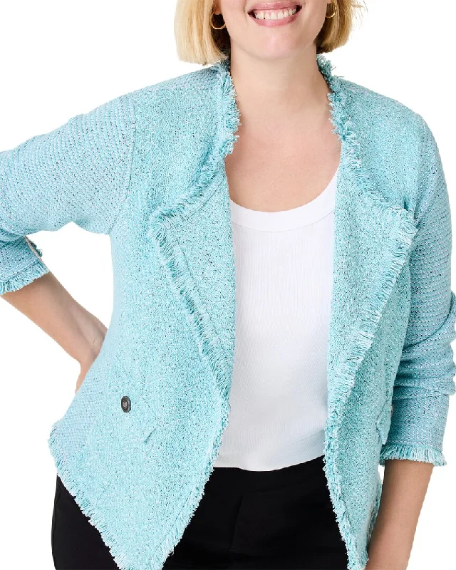 Last Chance comfortable coatNic+Zoe Plus Fringe Mix Knit Pocket Jacket