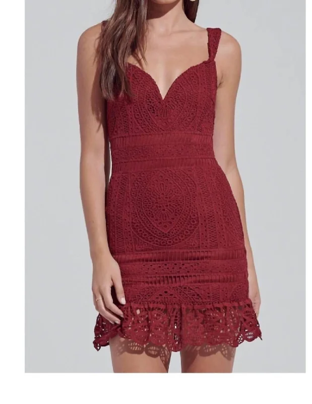 vintage-inspired dressCrochet Mini Dress In Burgundy