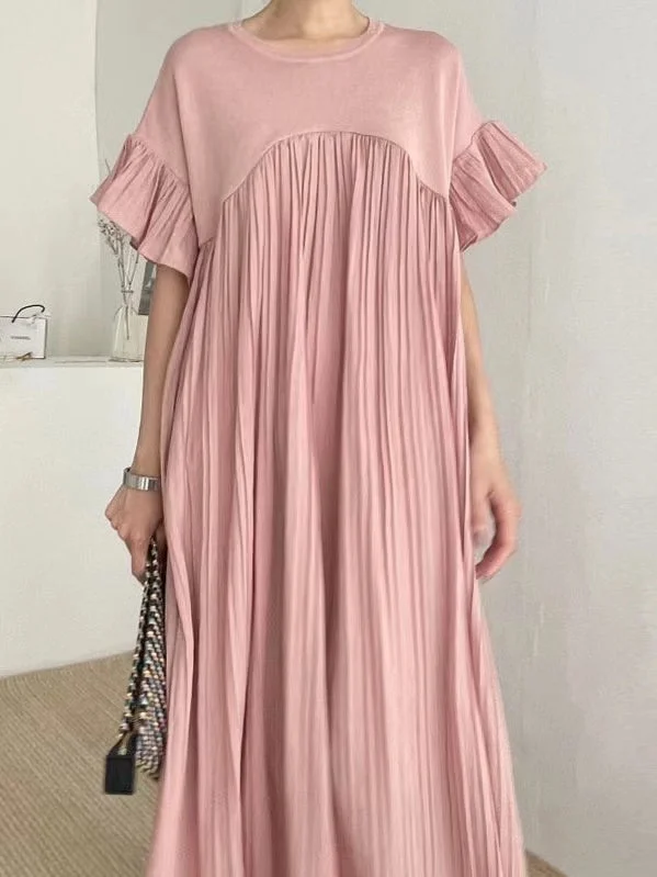 Flash Sale vintage-inspired dressVibeMartini-French Casual Split-joint Pleated Dress