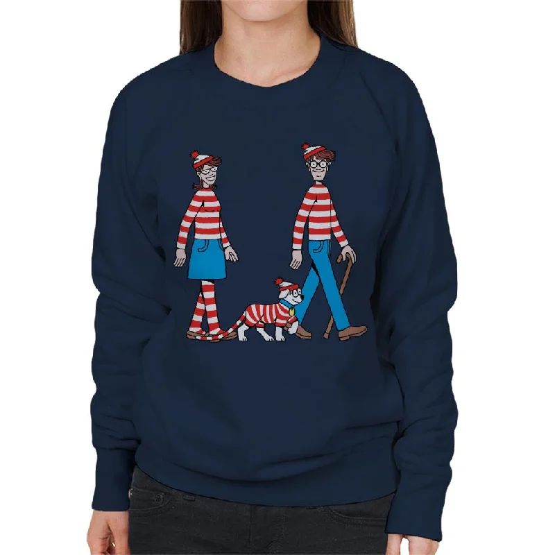 oversized gym sweatshirtWhere's Wally Walking With Wenda And Woof Women's Sweatshirt