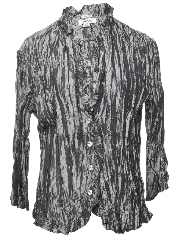 sporty jacketSilver Metallic Ruched Evening Jacket - M