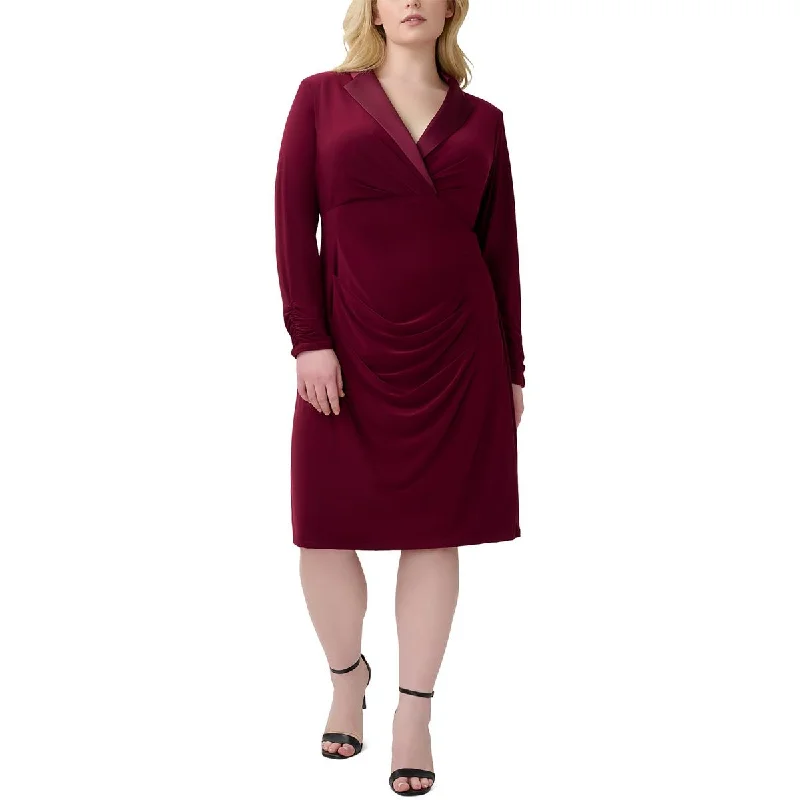 draped dressAdrianna Papell Womens Plus Notch Collar  Cocktail and Party Dress