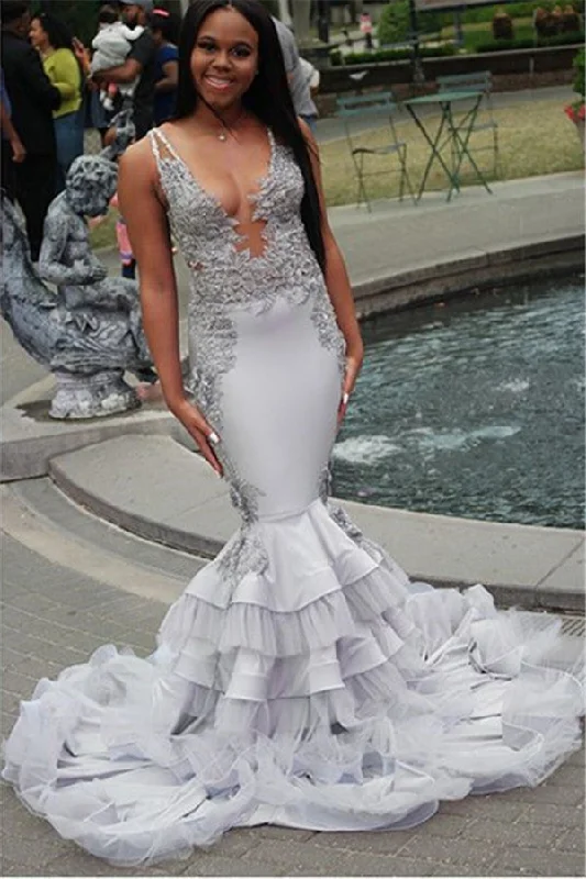 Super Deal Elegant Straps Unique Lace Appliques Prom Dresses Alluring Sheer Tulle Ruffles Evening Gowns Super Deal Elegant Straps Unique Lace Appliques Prom Dresses Alluring Sheer Tulle Ruffles Evening Gowns