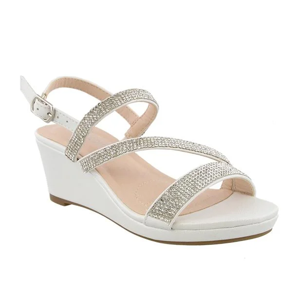 satin midi dressChristy Glitter Wedge in White