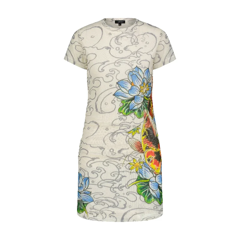 Low Prices ruched dressKoi Fish Mesh Dress