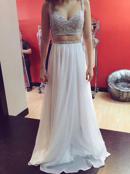 Price Reduction Two Piece Prom Dresses A-line Rhinestone Sexy Long Chiffon Prom Dress JKL880 Price Reduction Two Piece Prom Dresses A-line Rhinestone Sexy Long Chiffon Prom Dress JKL880