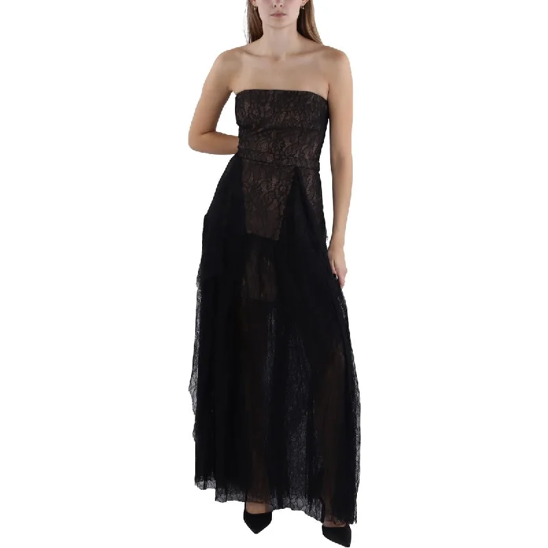 spaghetti strap dressBCBGMAXAZRIA Womens Full Length Lace Cocktail And Party Dress