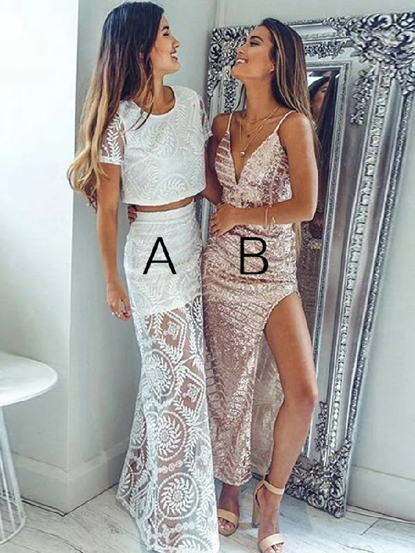 Limited Availability Two Piece Prom Dresses A-line Scoop Lace Long Chic Prom Dress JKL877 Limited Availability Two Piece Prom Dresses A-line Scoop Lace Long Chic Prom Dress JKL877