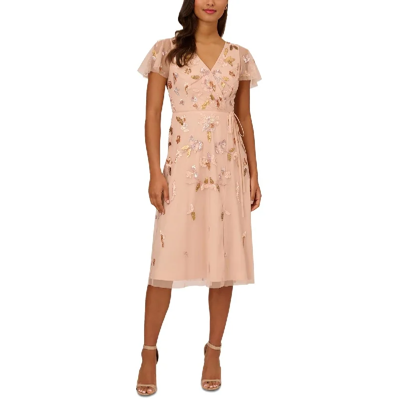 summer floral dressAdrianna Papell Womens Beaded  Midi Dress