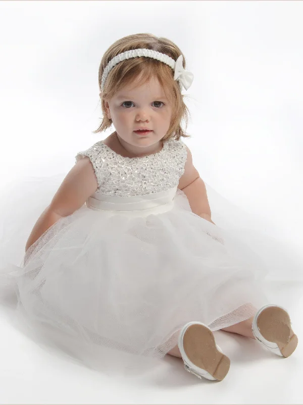 Last Chance Flower Girl Dresses White Lace Sequins Bowknot Tulle JKF004