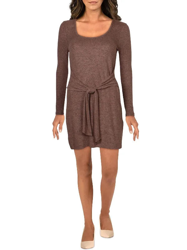 Bonus Savings A-line dressWomens Wrap Front Heathered Mini Dress