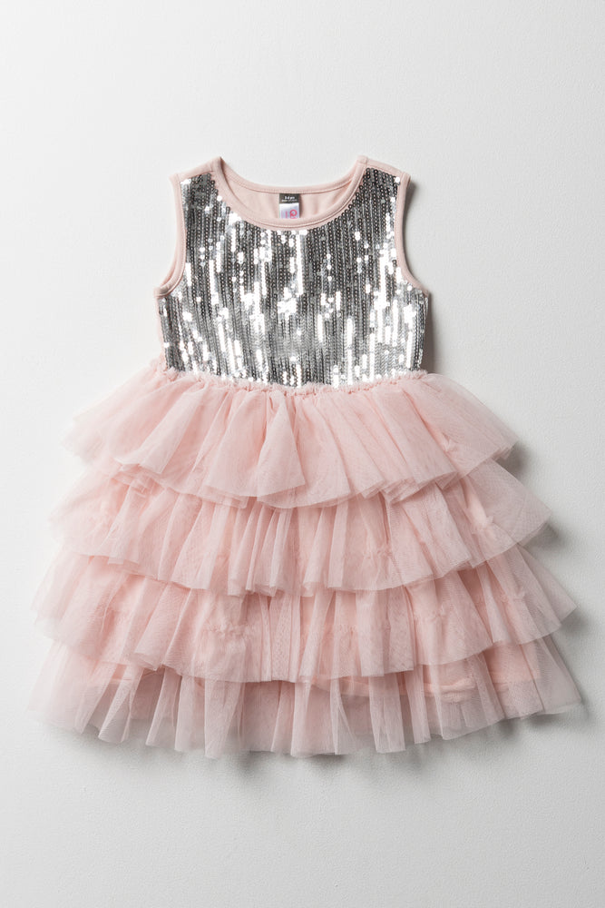 Epic Deals shift dressSleeveless Mesh Layered Dress Pink