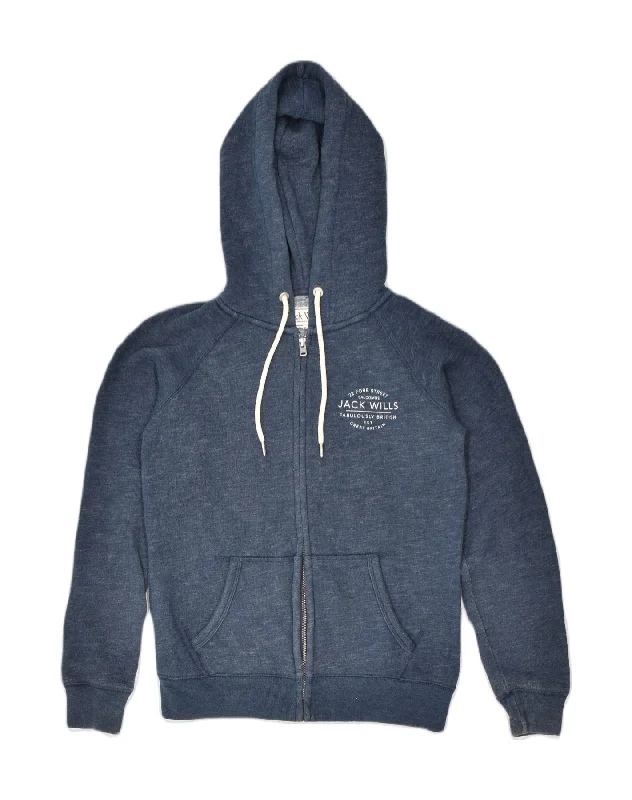 Best Bargains fashion hoodieJACK WILLS Womens Zip Hoodie Sweater UK 10 Small Navy Blue Cotton