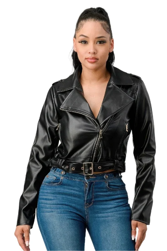 sleek windbreaker jacketWomen's Pu Leather Jacket