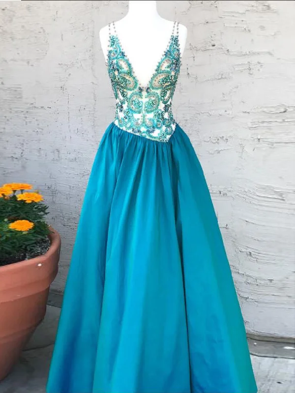 Savings Galore Sparkly Prom Dresses V-neck Straps A-line Long Beading Prom Dress JKL902 Savings Galore Sparkly Prom Dresses V-neck Straps A-line Long Beading Prom Dress JKL902