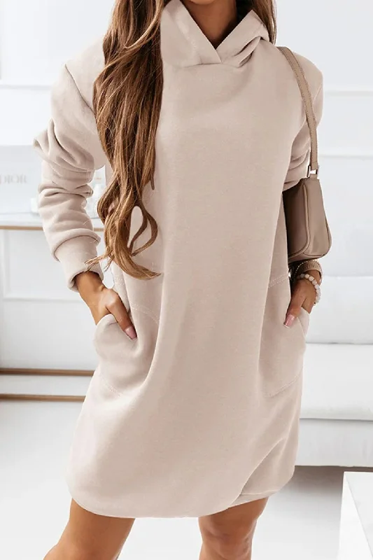 Discount Extravaganza layered dressSolid Hooded Mini Dress