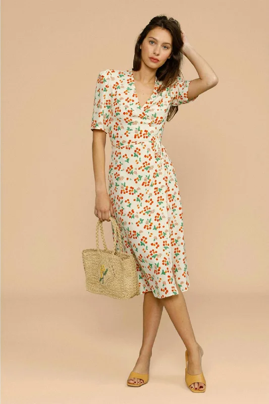Massive Deals luxury dressV Neck Slit Short Sleeve Dress