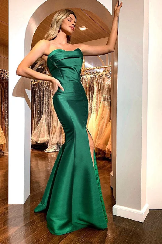 Buy More, Save More Elegant Emerald Green Sweetheart Mermaid Simple Prom Dresses On Sale with High Split Buy More, Save More Elegant Emerald Green Sweetheart Mermaid Simple Prom Dresses On Sale with High Split