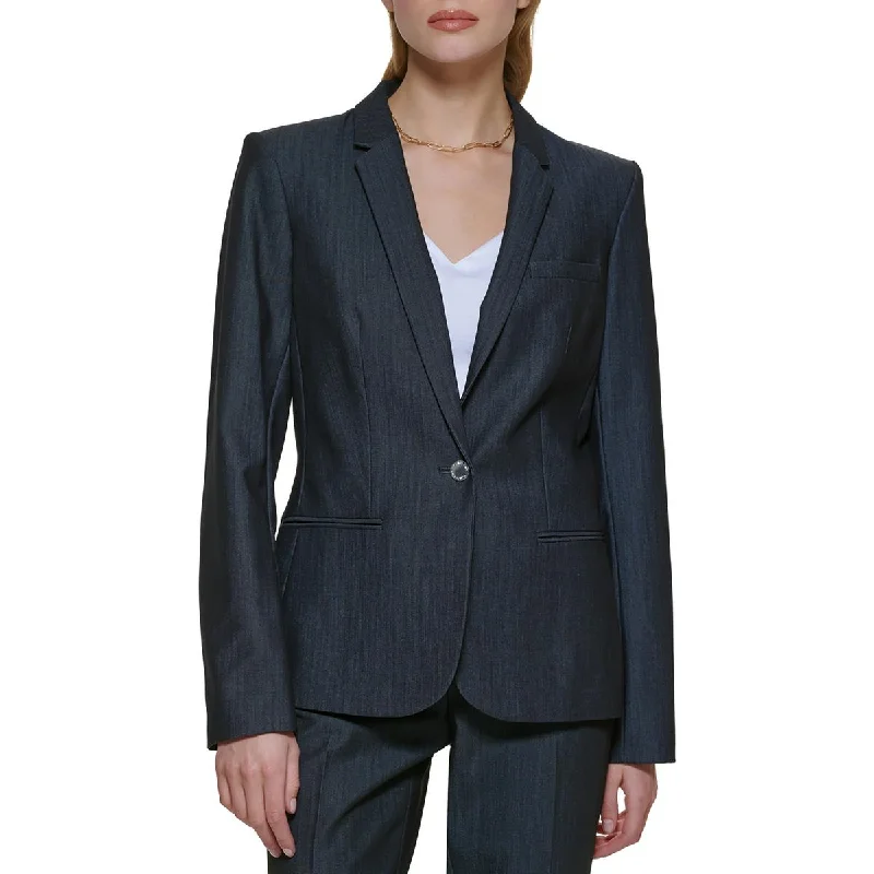 fashionable windbreakerWomens Solid Polyester One-Button Blazer