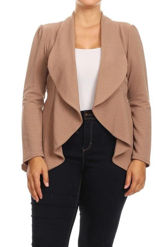 urban jacketPlus Casual Solid open front jacket blazer