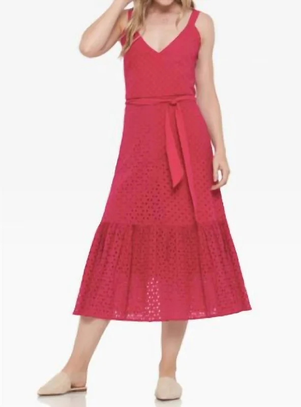 satin dressCotillard Eyelet Dress In Berry