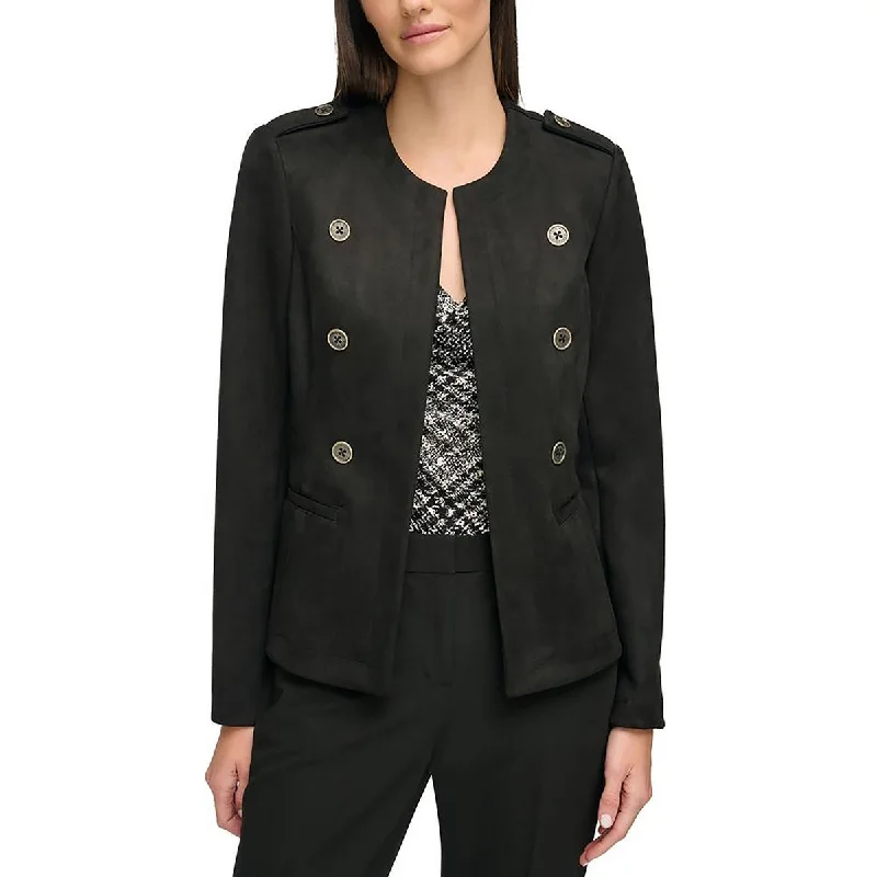Special Savings lightweight outerwearWomens Suede Military Open-Front Blazer
