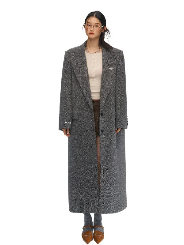 graphic jacketGray Relaxed Fit Woolen Coat