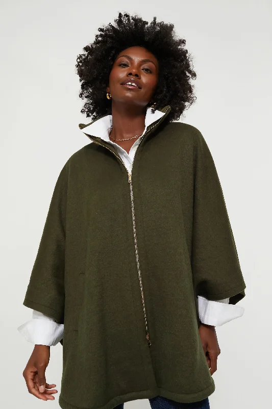 trendy casual jacketOlive Full Zip Huntington Poncho