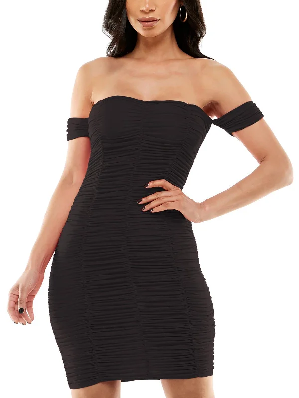 Super Sale floral dressWomens Ruched Mini Bodycon Dress