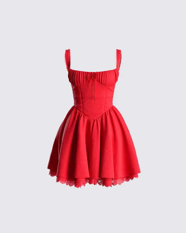 Exclusive Offers floral dressBrit Red Poplin Mini Dress