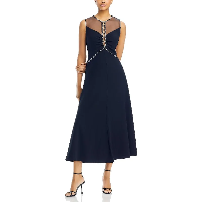 pleated maxi dressKobi Halperin Womens Everly Embellished Illusion Evening Dress