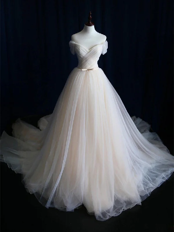 Low Prices Simple Wedding Dresses Chic Ball Gown Sweep/Brush Train Ruffles JKW005