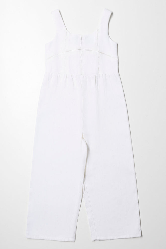 Inventory Reduction relaxed fit dressLace Trim Jumpsuit White