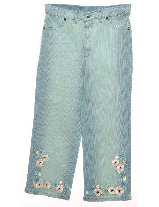 fashion-forward jacketLight Wash 1990s Floral Embroidered Jeans - W30 L24