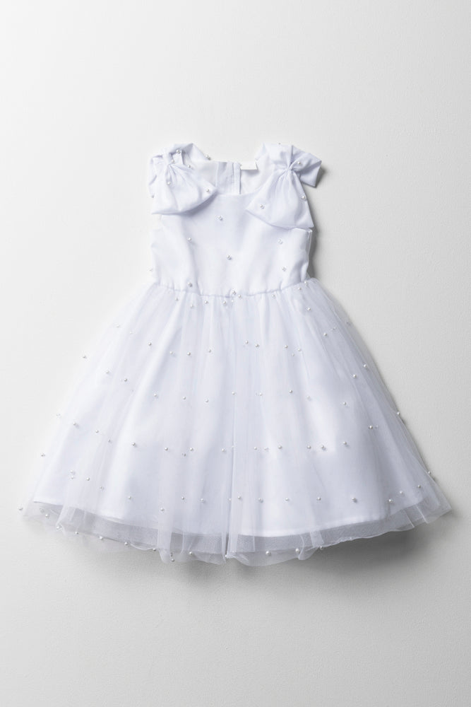 Act Fast elegant dressBow Sleeveless Fit & Flare Dress White