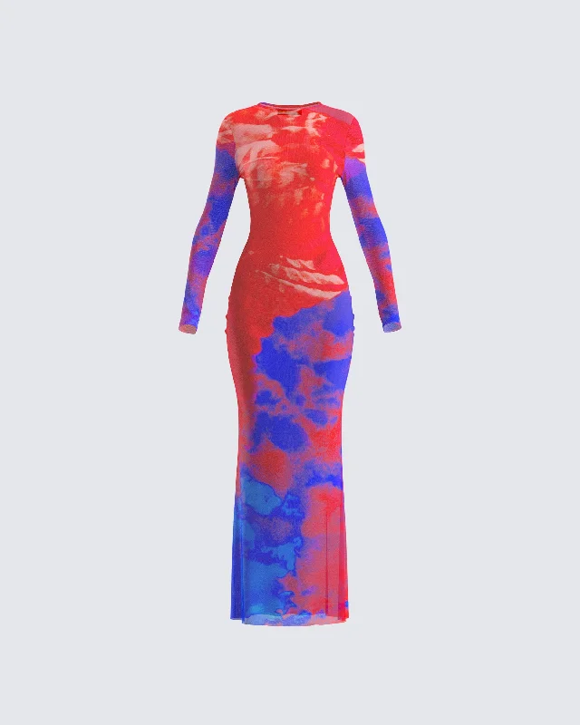 Huge Discounts trendy wrap dressKavya Multi Print Mesh Maxi Dress