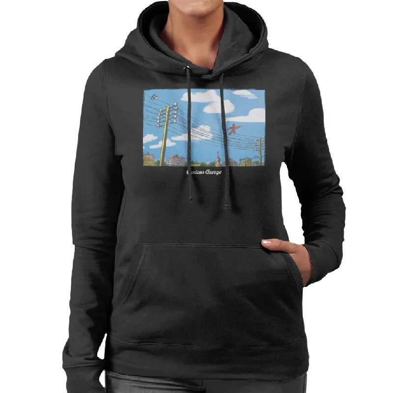 Markdowns sports hoodieCurious George Walking On Telephone Lines Women's Hooded Sweatshirt Markdowns sports hoodieCurious George Walking On Telephone Lines Women's Hooded Sweatshirt