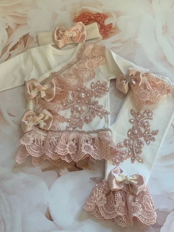 Epic Deals cocktail dressCustom Pink Olivia Lace Jewel Set