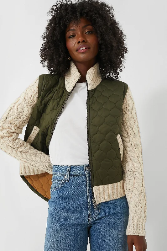 Can't Be Beat windbreaker jacketArmy and Oatmeal Patra Mixed Media Jacket